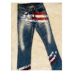 ✨🇺🇸BEBE Womens “Freedom Painted” Jeans Size small 27